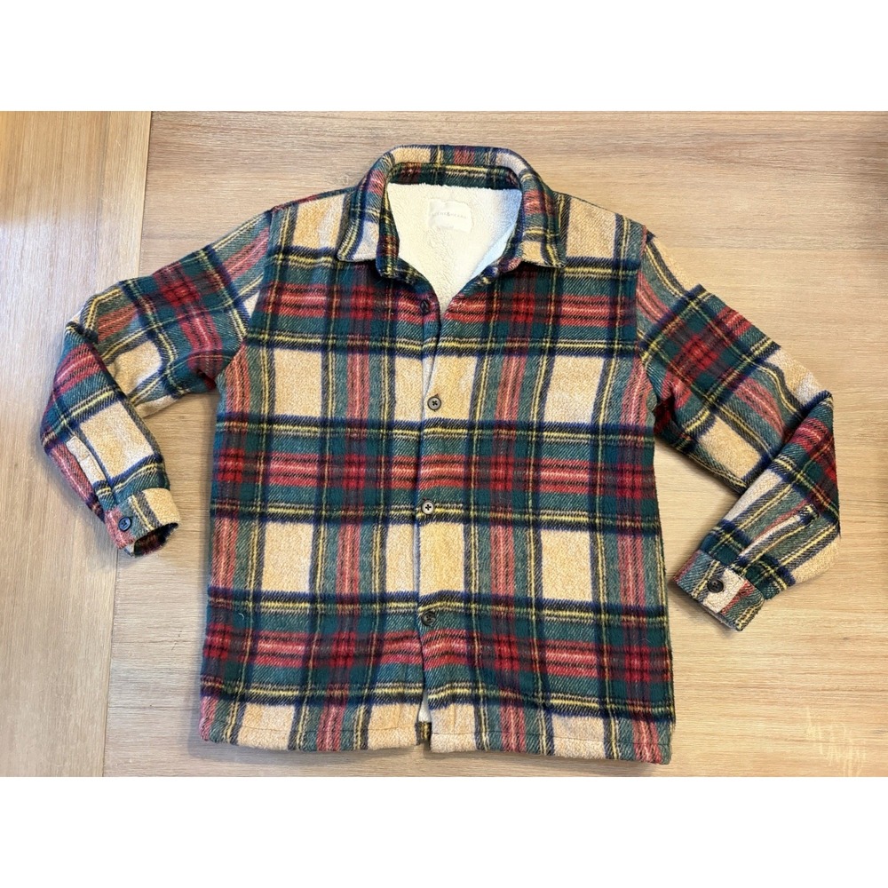 Seen and Heard Boys Plaid/Sherpa 14/16 Jacket Red Cream Green NEW WITHOUT TAGS